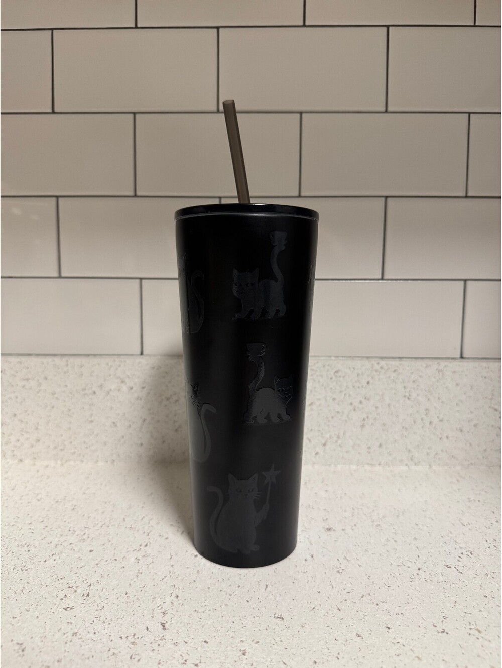 Starbucks 2026 Black Cat Stainless Steel Cold Cup 23oz GLOWS IN THE DARK